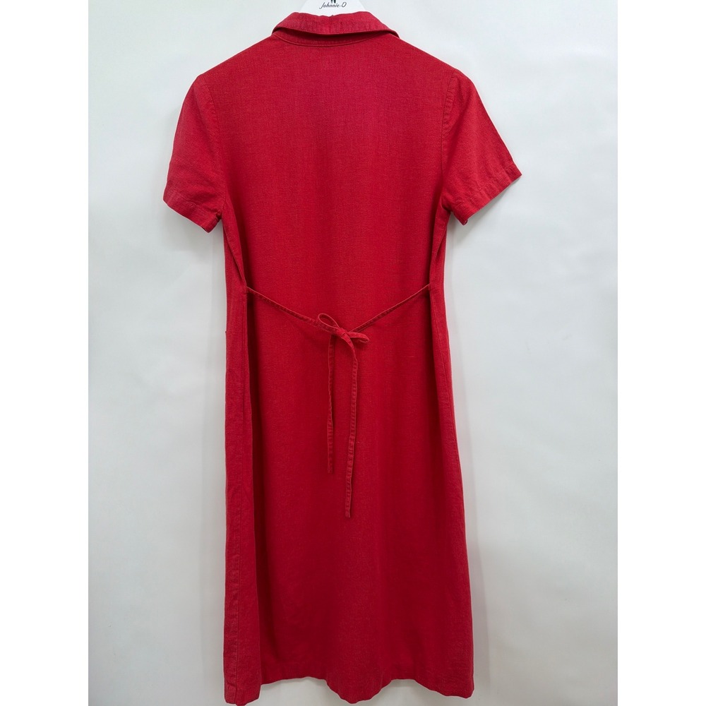Casual Corner Annex Petite Red Linen Button Down Shirt Dress Short Sleeve 12P - Picture 3 of 7